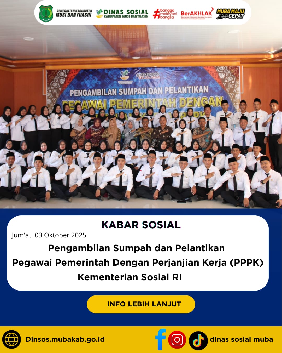 Pengambilan Sumpah dan Pelantikan Pegawai Pemerintah Dengan Perjanjian Kerja (PPPK) Kemensos RI